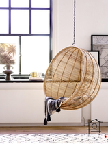 Nordic ins bedroom living room balcony hanging chair Real rattan modern birds nest swing big hanging basket homestay hotel Villa