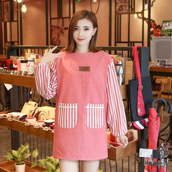 Small short apron cotton smock for women's kitchen household long-sleeved women's work fashionable and cute anti-oil work clothes