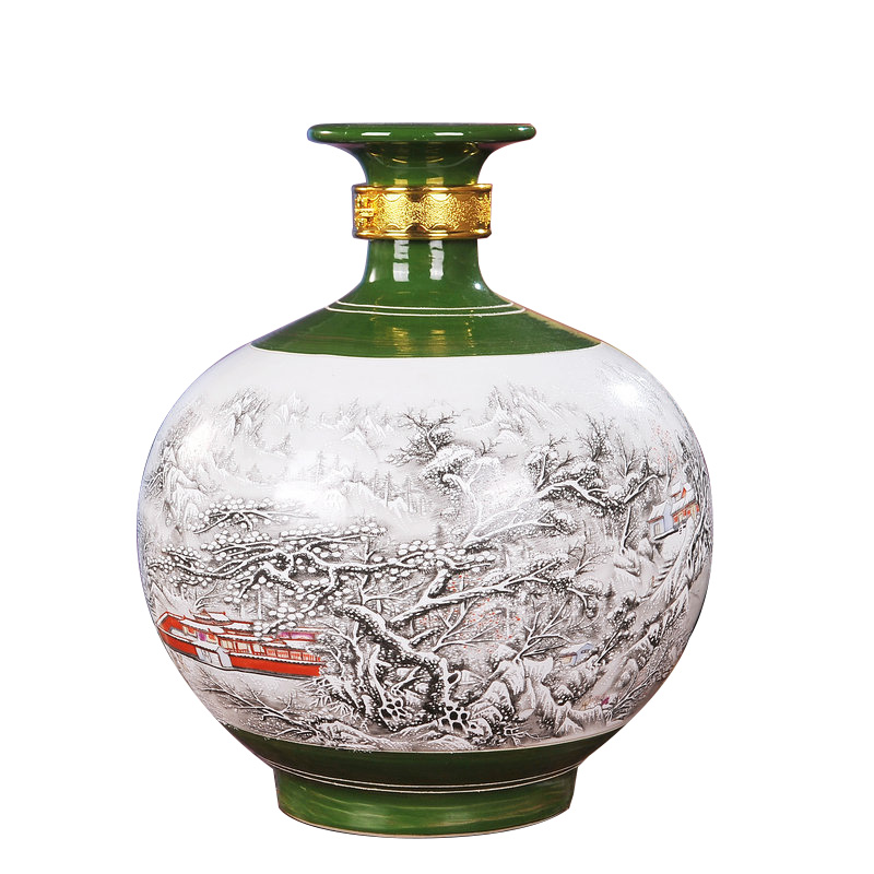 Jingdezhen pastel 10 jins to ceramic bottle ten catties peach blossom put drunk wine jar empty wine bottle gourd blank hip flask