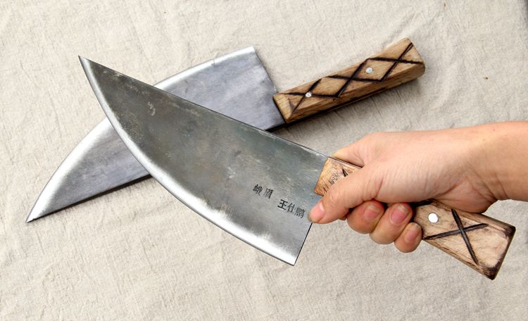 传统手工锻打夹钢屠宰刀杀猪刀分割剔骨卖肉切片刀屠夫工具月牙刀
