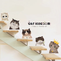 3d three-dimensional cat wall stickers Net red bedroom dormitory background wall stairs Wall room decoration self-adhesive stickers