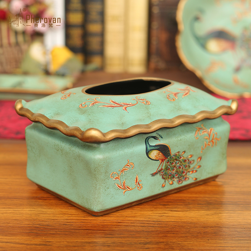 Frost brahman tissue box European style living room home decoration key-2 luxury furnishing articles retro ceramics creative restoring ancient ways smoke box