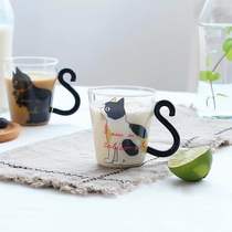 Creative personality Cute cat single-layer glass Couple glass pair of coffee cups Juice milk cups
