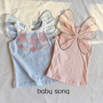 Dream Little Wings Australia Single cot1-6 Year Old Woman Treasure Child Pure Cotton Shells Bright Sheet Embroidered Vest Sleeveless T-shirt