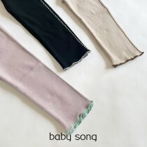 South Korea Single 90-130 Womens Po Childrens pure cotton comfortable elastic body for autumn and spring bump-colored knit underpants