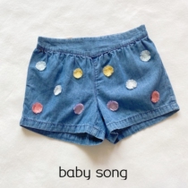 Outlet Australia Single 1-7 Year Old Woman Treasure Summer Children Embroidery Streaming Suo Flowers Pure Cotton Thin Soft Denim Shorts