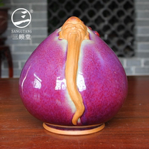 High-end Vintage Wine Tan Sub ceramic antique with cover Retro home Bulk personality Seal blank wine bottle 6 catty