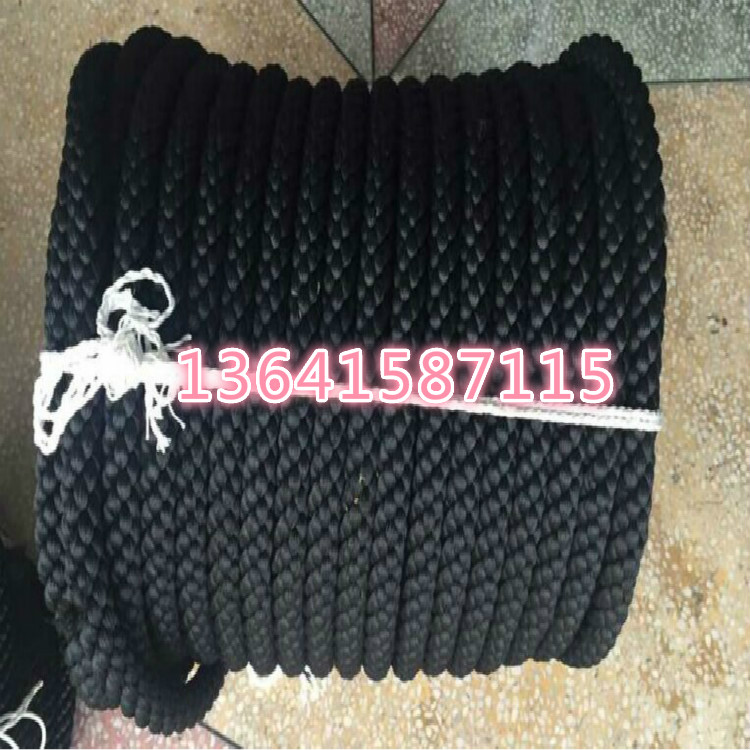 Direct selling black marine cable High strength nylon rope 20mm yacht rope Black polyester rope three strands four strand rope