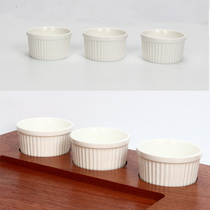 Japan-style Striped Flush Condiment Sauce Cup Steak Sauce Cup Small Vegetable Bowl Baking Baking Bowl Molds White Ceramic Pudding Cup