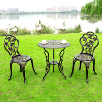 European-style outdoor furniture garden balcony table and chair three-five-piece outdoor courtyard simple casual cast aluminum coffee table combination