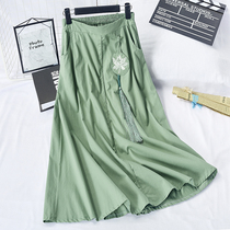 Ethnic women 2021 spring new Chinese style tassel embroidered retro skirt skirt 8046-1