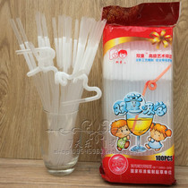 Double child disposable straw modeling straw transparent art straw single head curved art straw plastic art straw