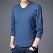 Spring lingerie mens upper body slim fit beat undershirt pure cotton blouse single cotton sweater long sleeves can be worn out of V collar and autumn clothes
