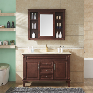 正品浴室柜卫浴组合美式落地柜实木洗漱台橡木简欧式大理石洗脸盆