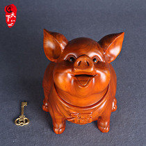 Rosewood quality blessing pig Piggy Bank change coin banknote Piggy living room decoration wood carving