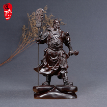 Ebony wooden Guan Gong statue ornaments large solid wood carving Wu Caishen Guan Erye dedicated to home mahogany crafts