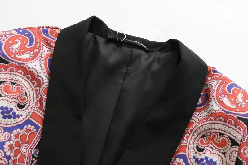 Quần áo nữ ngoại thương Thời trang châu Âu với thắt lưng in hình áo khoác âu phục áo khoác cardigan + quần âu áo hai dây - Bộ đồ