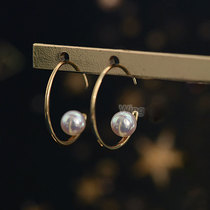 Wing | 18K Gold Akoya pearl earrings foreign big earrings fashionable and beautiful
