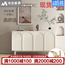 French Cream Style Solid Wood Sideboard Modern Simple Entrance Cabinet Storage Cabinet Living Room Rock Board Storage Cabinet