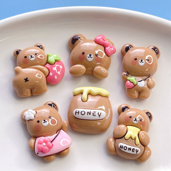 글로시 꽃 곰 수지 액세서리 크림 DIY 모바일 케이스 헤드 로프 헤어 클립 글로시 꽃 곰 수지 액세서리 크림 DIY 모바일 케이스 헤드 로프 헤어 클립
