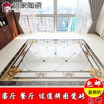 Living room floor tiles parquet tile tiles 800X800 dining room aisle carpet Microspar entrance puzzle floor tiles