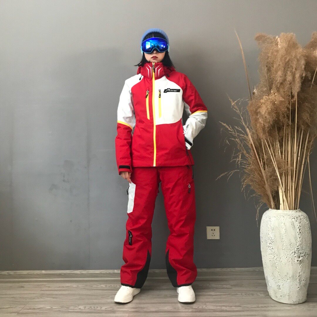 冬季户外滑雪服女套装防风防水保暖防寒大码撞色滑雪衣裤一套