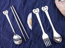 Debo deplatinum smiley face expression combination stainless steel chopspoon set spoon Fork set fork chopsticks fork two-piece set