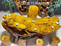 Tree Root Root Carved Tea Table Gold Silk Nanmu Furniture Whole Root Carved Tea Table Tea Sea Solid Wood Kung Fu Tea Table Log Tea Table
