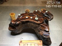 Golden Silk Nanmu Root Carved Tea Table Wood Flowing Water Fish tea table Tree root Overall large living room log 37-18