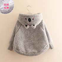 Baby plus velvet thick sweater 2021 winter clothes New Girls childrens cartoon hooded coat wt-5672