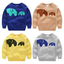 Baby cartoon elephant sweater 2021 autumn winter dress Korean new childrens clothing boy pullover sweater my-0882