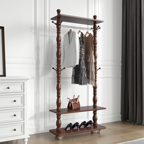 Solid wood coat rack floor-to-ceiling bedroom hanger European-style foyer living room clothes rack modern simple hanger