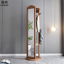 Full body mirror floor wearing clothing mirror hanging hanger bedroom one-piece audition mirror home solid wood cloister holder swivel
