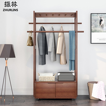 Hanghanger Ground Floor Bedroom Solid Wood Quality Clothing Hat Rack Cabinet Nordic Living Room With Drawer Minimalist Modern Home Web Red