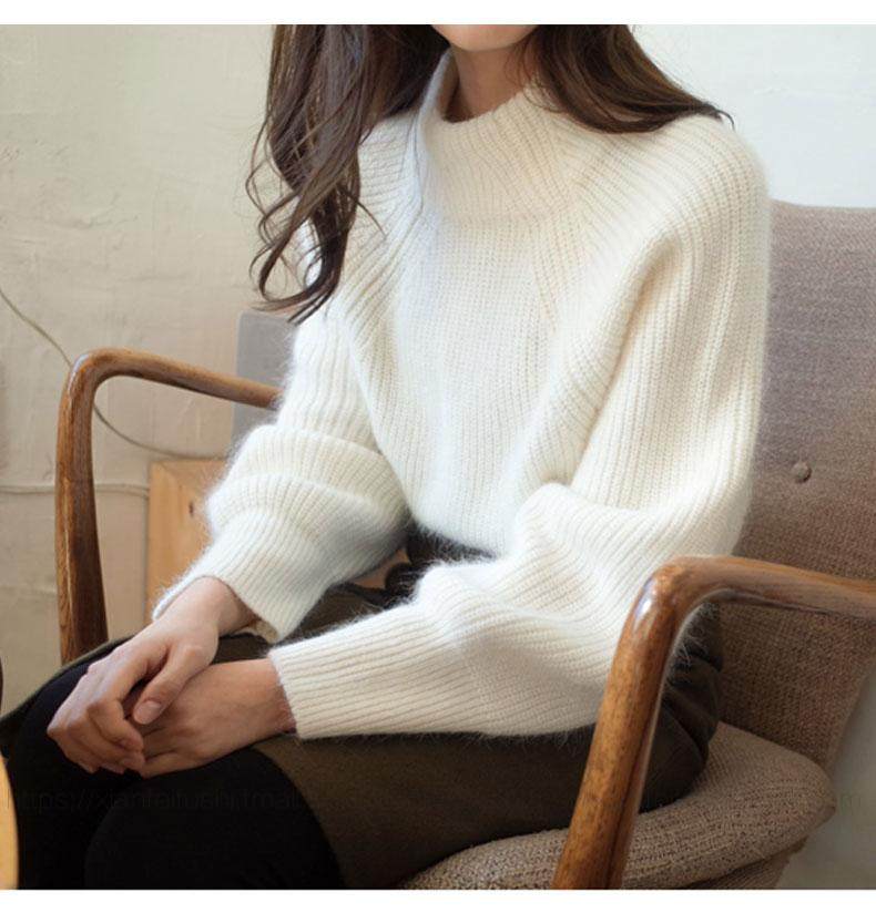 很仙的毛衣女2019新款宽松外穿学院风可爱甜美高领毛线针织衫上衣