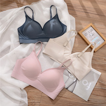 Summer seamless black technology jelly strip thin section comfortable sleep bra one piece no steel ring big chest showing small underwear
