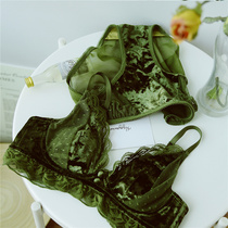 Noble Velvet ~ Fa-Style Comeback Lace No Steel Ring Triangular Cup Rabbit Ears Underwear Thin to gather bra suit
