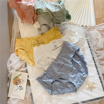 Japanese pure girl underwear cute hipster ruffles bubble cotton comfortable soft low waist briefs