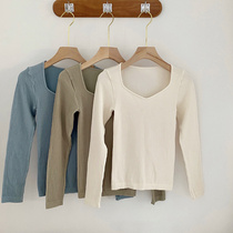 Lean and warm ~ myopathy low collar warm underwear womens autumn clothes tight with no marks and no marks in the bottom-shirt winter