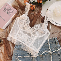 Fan-style trendy sexy Machia style ultra-thin lace big chest display small underwear female inner lap harness merry-back bra hood