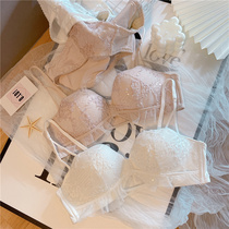 (Pure Desire Style) Underwear Womens Summer Small Breasts Gather Up Hold Up No Steel Ring Close Up Breast Girls White Bra Set