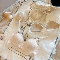 Small breasts become busty gathered half cup sexy no steel ring two-wear underwear set soft and comfortable close breast bra