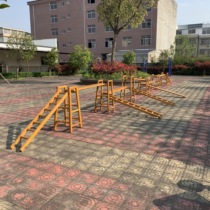 Kindergarten climbing frame climbing frame Huanghuali 16-piece outdoor wooden balance beam staircase physical training
