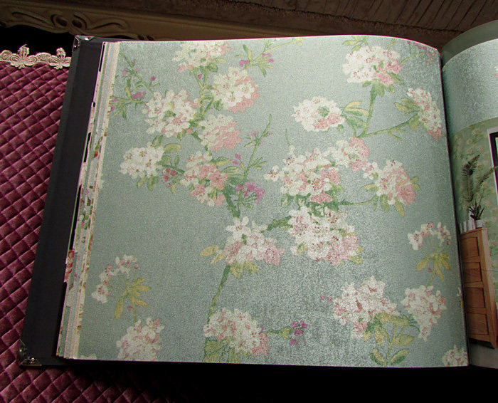 重庆实体店墙纸 高档美式乡村花朵印花无缝墙布 客厅卧室墙布壁布_7折