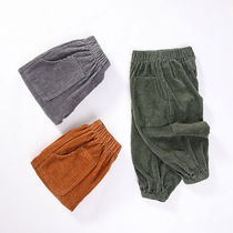 Boys corduroy trousers 2021 new childrens casual pants loose spring baby pants spring and autumn velvet pants