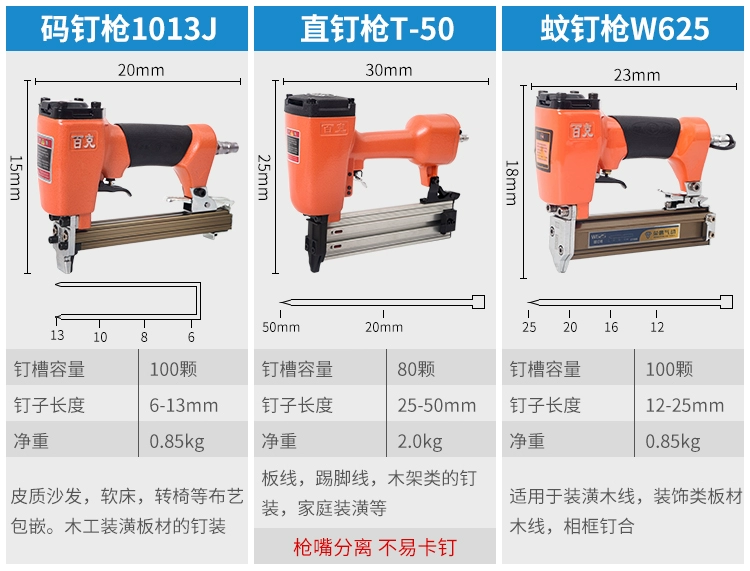 Một trăm gram súng bắn đinh khí nén mã đinh thép bắn đinh đinh f30t50 thẳng súng bắn đinh trang trí công cụ chế biến gỗ hàng đinh khí nén đinh lấy đinh - Công cụ điện khí nén