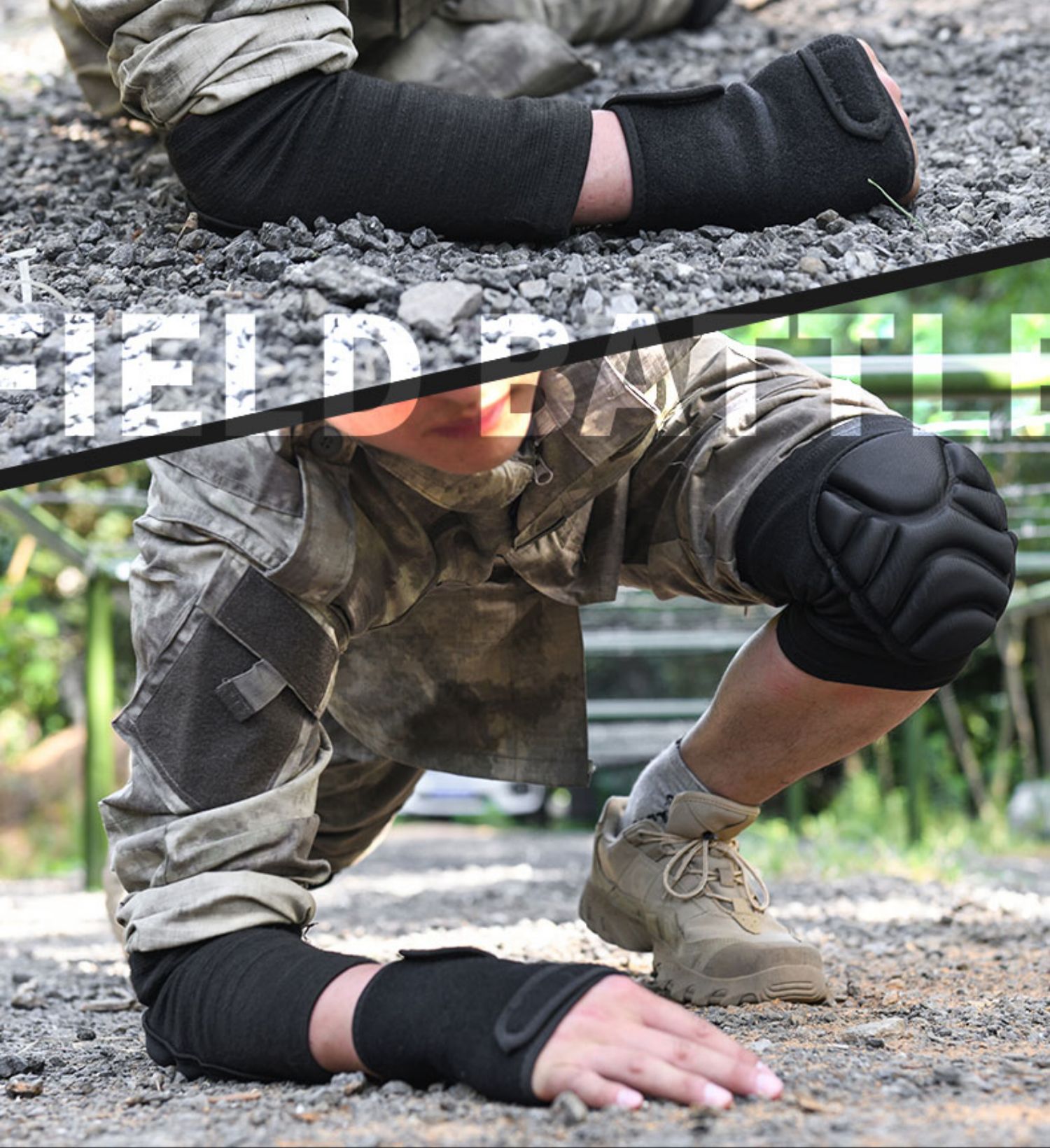 新兵战术加厚训练套装跪地内置护具爬行护膝护肘部队四件套运动护