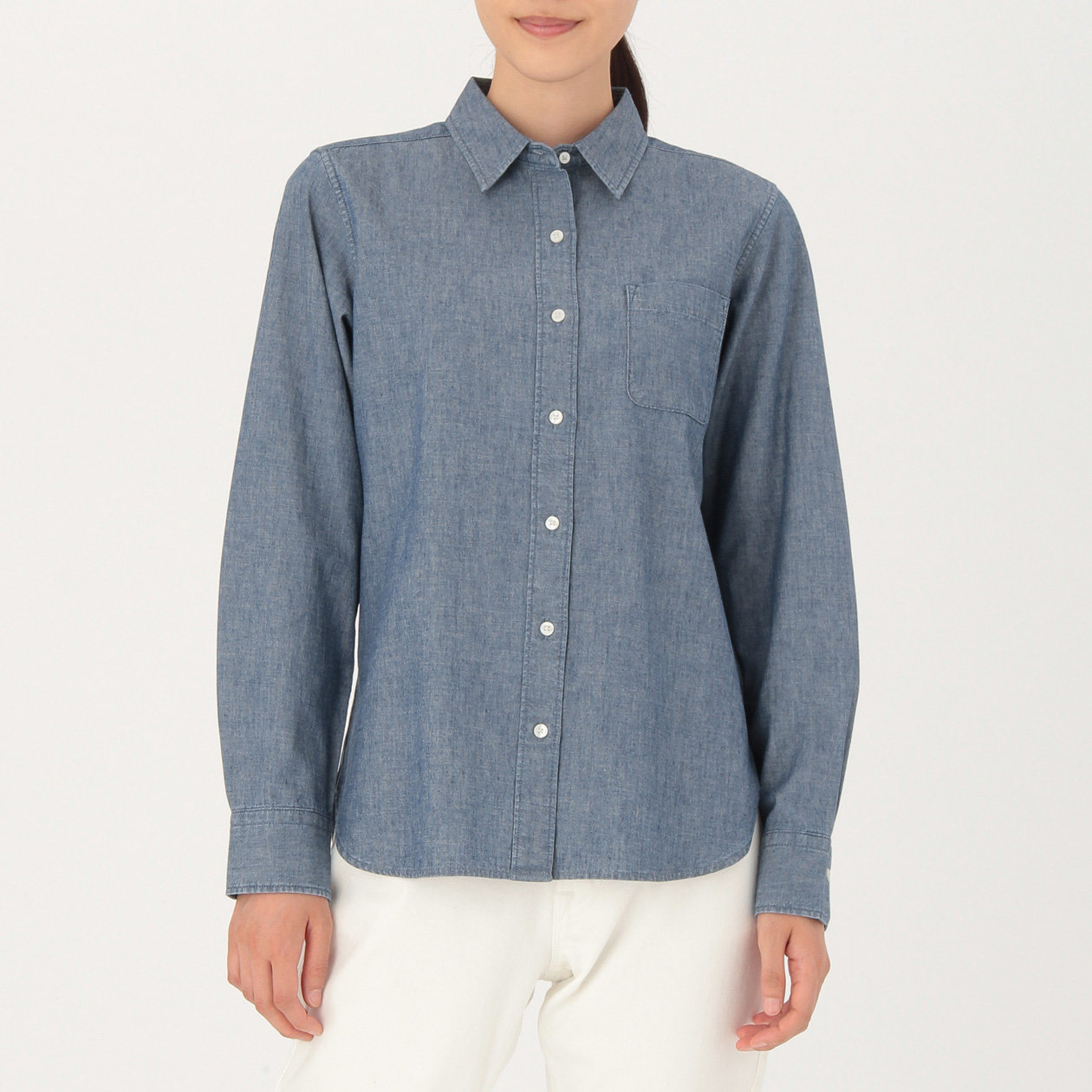 muji 无印良品 女士棉钱布雷衬衫