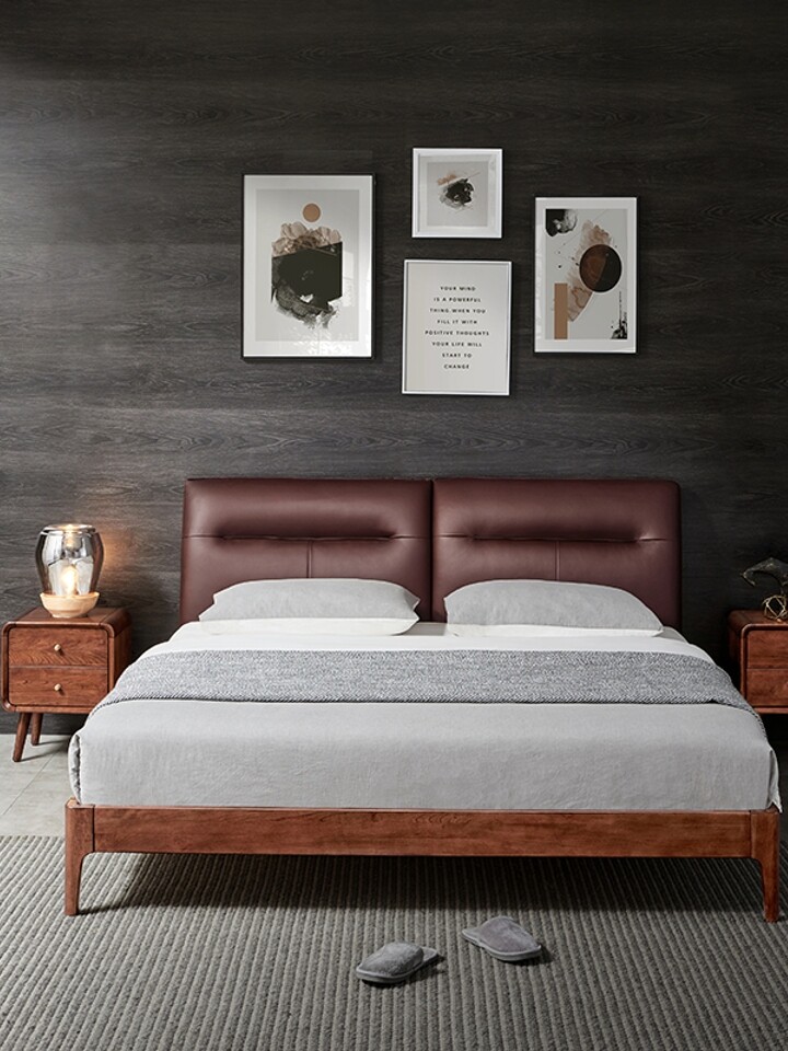 芝华仕实木现代简约高档皮艺单人床