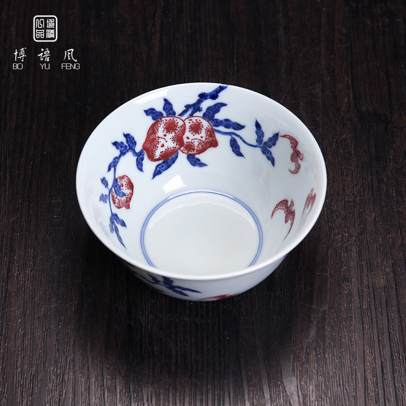 Bo wind jingdezhen blue and white hand maintain kung fu tea cup master cup ceramics pure checking sample tea cup